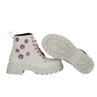 Foto 6 | Foto 6 | Bota Botin Para Niña En Color Latte Beige Con Estoperoles De Flores Tornasol Ligeras Comodas Antierrapantes Moda Casual Urbana