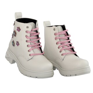 Foto 2 | Foto 2 | Bota Botin Para Niña En Color Latte Beige Con Estoperoles De Flores Tornasol Ligeras Comodas Antierrapantes Moda Casual Urbana