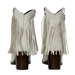 Foto 5 | Foto 5 | Bota Botin Vaquera Para Mujer Cowboy Con Flecos Estilo Western Color Latte Beige Tacon Cuadrado Comoda Ligera Moda Juvenil