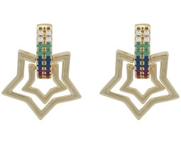 Arete Estrella Circonia Colores Chapa De Oro 18k Horoz Ch606