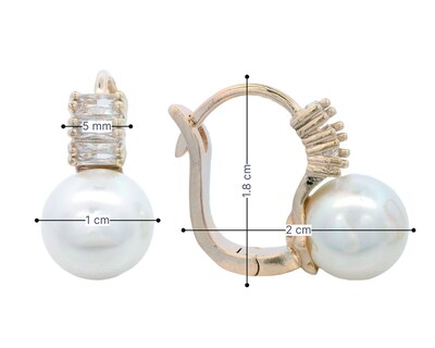 Foto 5 | Foto 5 | Arete Perla Blanca Chapa De Oro 18k Horoz Ch605