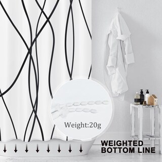 Foto 2 | Foto 2 | Cortina De Ducha Punkray De Poliéster Rayado Blanco Y Negro 180 X 180 Cm - Venta Internacional.