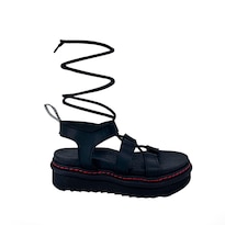 Sandalias Offlander  Tipo Romana  Piel Crazy  Negro  Espartanas para Mujer