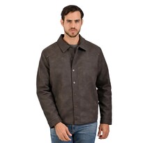 Wrangler Chamarra Casual Para Hombre En Piel Sintética Color Café Oscuro.