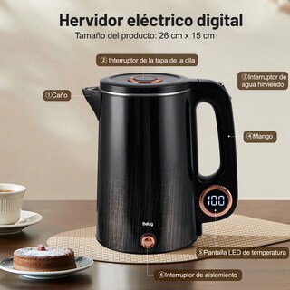 Foto 3 | Foto 3 | Jarra Eléctrica Doble Capa con Apagado Automático Negra 2 Litros