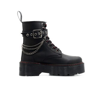 Foto 1 | Foto 1 | Botas Offlander  Tipo Militar Chunky  Piel Crazy  Negras Cadenas Plateadas para Mujer