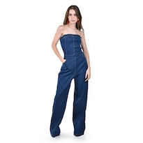 Jumpsuit Strapless De Mezclilla Roman Fashion /juvenil  40893 (azul Dark) Azul Oscuro