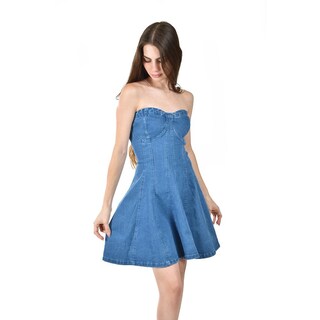 Foto 4 | Foto 4 | Vestido Denim Strapless Roman Fashion /juvenil 5908 (azul Medio) Azul