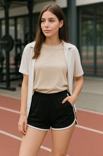 Foto 3 | Foto 3 | Short Negro Deportivo Licra Yoga Gym Fitness Sexy 2 piezas  para Mujer