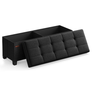 Foto 1 | Foto 1 | Puff De Almacenamiento Banco SONGMICS 38x110x40 Cm Taburete Con Reposapiés Plegable Salón Dormitorio Negro
