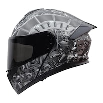 Casco Roda Force Plata Mate Engine Abatible Mica Humo Svs Plateado
