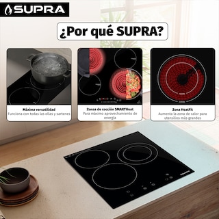 Foto 3 | Foto 3 | Parrilla Eléctrica Empotrable Vitro3 De 3 Quemadores  Vitrocerámica Negra Con Panel Touch Y Temporizador 220v