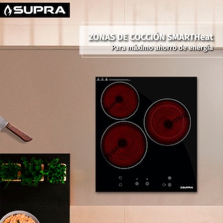 Foto 6 | Foto 6 | Parrilla Eléctrica Empotrable Vitro3 De 3 Quemadores  Vitrocerámica Negra Con Panel Touch Y Temporizador 220v