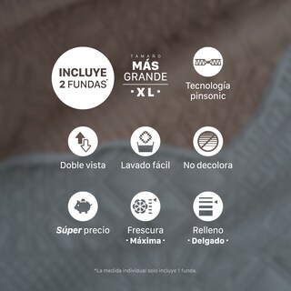 Foto 8 | Foto 8 | Edredón Ligero Esquimal Queen Size Pinsonic Doble Vista Con Fundas De Almohada Bruma