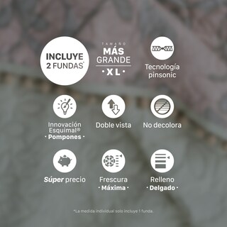 Foto 8 | Foto 8 | Edredón Ligero Esquimal Matrimonial Pinsonic Doble Vista Con Fundas De Almohada Begonia