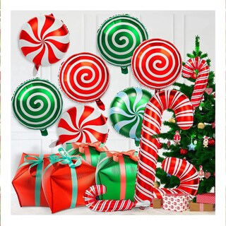 Foto 4 | Foto 4 | 30globos De Aluminio Navideños  Grandes Caramelos Con Cintas Globos Multicolor