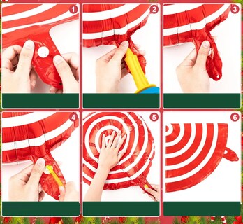 Foto 5 | Foto 5 | 30globos De Aluminio Navideños  Grandes Caramelos Con Cintas Globos Multicolor