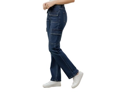 Foto 2 | Foto 2 | Jeans Cargo Para Mujer Ocean Point Corte Recto Mezclilla Stretch