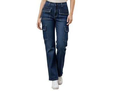 Foto 1 | Foto 1 | Jeans Cargo Para Mujer Ocean Point Corte Recto Mezclilla Stretch
