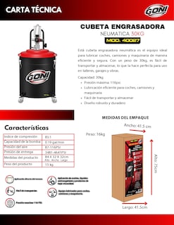 Foto 4 | Foto 4 | Cubeta Engrasadora Neumática De 30 Kg Marca Goni
