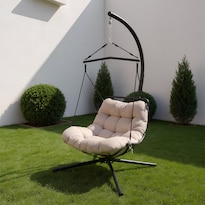 Bossa Silla Colgante Con Base Para Jardin interior Y Exterior  Columpio Para Patio O Terraza - Soporte Incluido Con Cojin Comodo