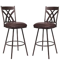 Set De 2 Taburetes Altos Para Casa Cuadrados 66 Cm Piel Sintética Marrón - Venta Internacional.