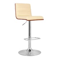 Taburete De Bar Armen Living Aubrey  Piel Sintética  Color Crema  Nogal - Venta Internacional.