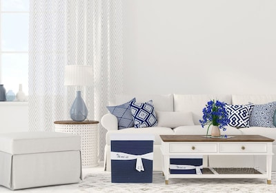 Foto 7 | Foto 7 | Juego De Cestas De Tela Para Manualidades Antiguas Y Modernas  5 Tamaños  Azul - Venta Internacional.