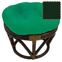 Reposapiés Ottoman International Caravan De Ratán  Color Verde Bosque - Venta Internacional.