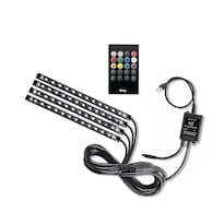 Tiras 48 Led Belug  Rgb Interior Control Remoto Luz Para Auto Usb Negro
