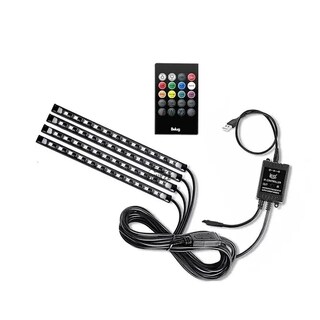 Foto 1 | Foto 1 | Tiras 48 Led Belug  Rgb Interior Control Remoto Luz Para Auto Usb Negro