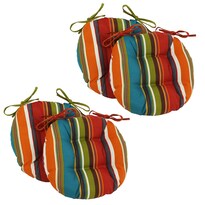 Cojín Redondo Para Silla Exterior Blazing Needles  16 Cm  Azul  Paquete De 4 - Venta Internacional.