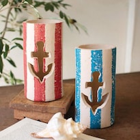 Set De 2 Luminarias Clay Anchor Decor Black Forest Decor  11 X 21 Cm - Venta Internacional.