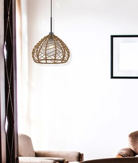 Foto 5 | Foto 5 | Lámpara Cal Dunn Con Colgante De Metal  Pantalla De Arpillera  60 W - Venta Internacional.