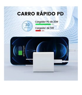 Foto 4 | Foto 4 | 30w Cargador Carga Rapida Tipo C Cable 1m + Cargador Inalámbrico 15w + Adaptadores + Auriculares Con Cable + Soporte Plegable Pa