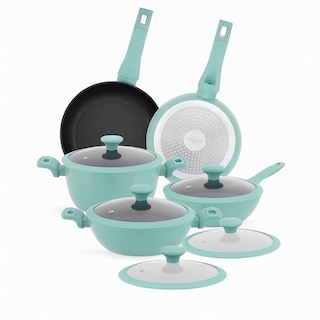 Foto 1 | Foto 1 | Batería De Cocina Ready Cook Aluminio Antiadherente Tipo Mármol Tapa Con Válvula De Vapor 10 Pzas