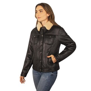 Foto 2 | Foto 2 | Chamarra Tipo Gamuza Para Mujer Con Bolsillos Greenlander Negro