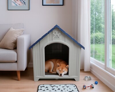 Foto 2 | Foto 2 | Casa Para Perro Plástico Exterior Azul Razas Medianas