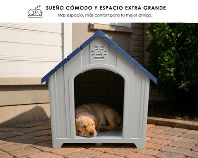 Foto 3 | Foto 3 | Casa Para Perro Plástico Exterior Azul Razas Medianas