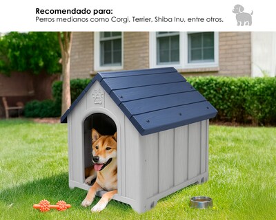 Foto 4 | Foto 4 | Casa Para Perro Plástico Exterior Azul Razas Medianas