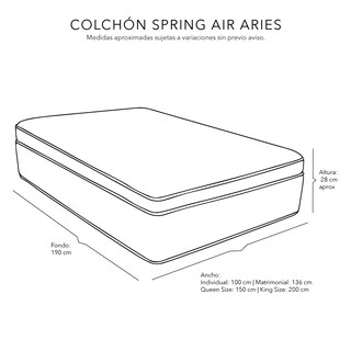 Foto 8 | Foto 8 | Colchón Spring Air Aries Queen Size + Almohada One + Protector Cloud