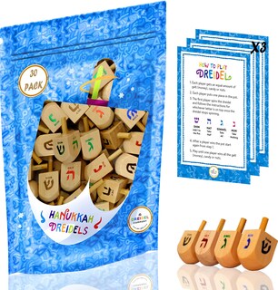 Foto 1 | Foto 1 | Draydel De Madera De Hanukkah Paquete De 30 Unidades Con Transliteración En Inglés - Venta Internacional.