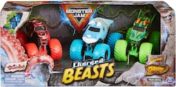 3 Coches Monster Jam Escala 1:64  Conjunto Charged Beasts  Camiones Monstruo De Metal Oficiales Dragon