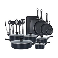 Batería De Cocina Juego De Sartenes 21 Piezas Antiadherentes Negro