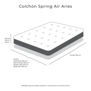 Foto 6 | Foto 6 | Colchón Spring Air Aries Queen Size + Almohada Royal + Protector De Colchón Lux