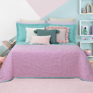 Foto 1 | Foto 1 | Edredón Ligero Esquimal Matrimonial Pinsonic Doble Vista Con Fundas De Almohada Unicornio