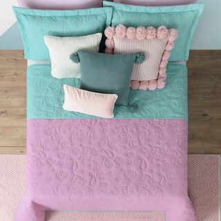 Foto 3 | Foto 3 | Edredón Ligero Esquimal Matrimonial Pinsonic Doble Vista Con Fundas De Almohada Unicornio