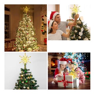 Foto 5 | Foto 5 | ''estrellas De Navidad Para Árbol De Decoracion Adornos 32cm Dorado ''