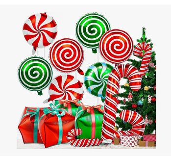 Foto 1 | Foto 1 | 30globos De Aluminio Navideños Xtellar Grandes Caramelos Con Cintas