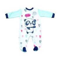 Mameluco Bebe Niña Panda Corazones Azul